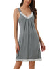Womens Lace Trim Modal Nightgown Sleeveless Tank Nightshirt Lingerie