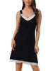 Womens Lace Trim Modal Nightgown Sleeveless Tank Nightshirt Lingerie