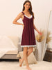 Womens Lace Trim Modal Nightgown Sleeveless Tank Nightshirt Lingerie