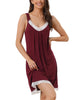 Womens Lace Trim Modal Nightgown Sleeveless Tank Nightshirt Lingerie