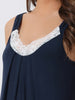 Womens Lace Trim Modal Nightgown Sleeveless Tank Nightshirt Lingerie