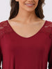 Womens Lace Trim Nightshirt Long Sleeve Pull on Nightgown T-Shirt Dress