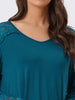 Womens Lace Trim Nightshirt Long Sleeve Pull on Nightgown T-Shirt Dress