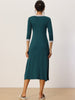 Womens Sleepwear Soft Lace Trim V Neck Long Sleeve Rayon Nightshirt Midi Nightgowns