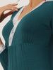 Womens Sleepwear Soft Lace Trim V Neck Long Sleeve Rayon Nightshirt Midi Nightgowns