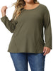 Waffle A Line Round Neck Long Sleeve Tunic