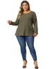 Waffle A Line Round Neck Long Sleeve Tunic