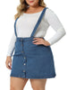 Plus Size Suspender Skirt for Women Adjustable Strap Cross Back Mini A-Line Denim Skirts