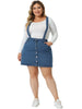 Plus Size Suspender Skirt for Women Adjustable Strap Cross Back Mini A-Line Denim Skirts