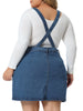 Plus Size Suspender Skirt for Women Adjustable Strap Cross Back Mini A-Line Denim Skirts