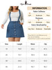 Plus Size Suspender Skirt for Women Adjustable Strap Cross Back Mini A-Line Denim Skirts