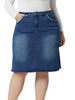 Plus Size Pencil Skirt for Women Casual Slim Side Slit Jean Denim Skirts