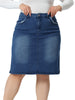 Plus Size Pencil Skirt for Women Casual Slim Side Slit Jean Denim Skirts