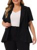 Knit X Line Notched Lapel Short Sleeve Blazer