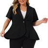 Knit X Line Notched Lapel Short Sleeve Blazer