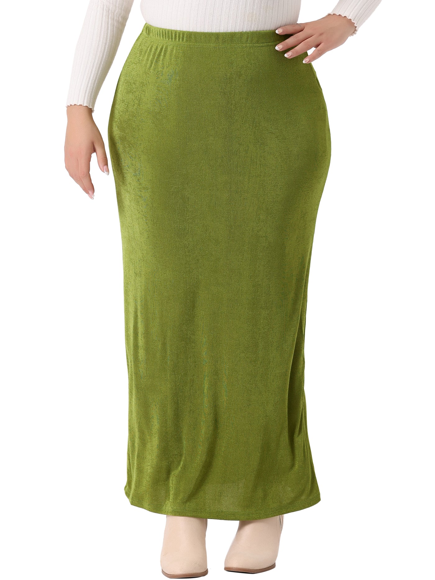 Bublédon Plus Size for Women High Waist Stretch Elegant Bodycon Maxi Long Skirt