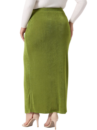 Plus Size for Women High Waist Stretch Elegant Bodycon Maxi Long Skirt