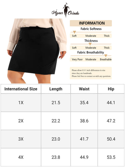 Plus Size for Women High Waist Stretch Office Work Bodycon Pencil Skirt