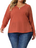 Knit Relax Fit V Neck Roll Up Sleeve Top