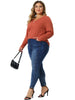 Knit Relax Fit V Neck Roll Up Sleeve Top