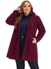Plus Size Single Breasted Winter Pea Trench Coat Detachable Hooded Overcoat