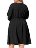 Plus Size Midi Dresses For Women Long Sleeve Sweetheart V Neck Bow Tie Swing Ruffle Babydoll Swiss Dots Boho Dress