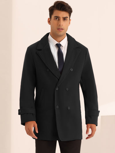 Formal Overcoat for Men's Notched Lapel Solid Color Double Breasted Trench Coat