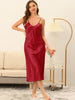 Womens Satin Pajama Nightdress Nightshirt Sleepwear V-Neck Lounge Nightgown