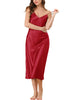 Womens Satin Pajama Nightdress Nightshirt Sleepwear V-Neck Lounge Nightgown