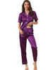 Womens Sleepwear Buton Down with Pants Nightwear Lounge 2pcs Pajama Set