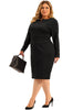 Plus Size Office Work Solid Long Sleeves Sheath Dress