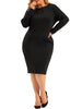 Plus Size Office Work Solid Long Sleeves Sheath Dress