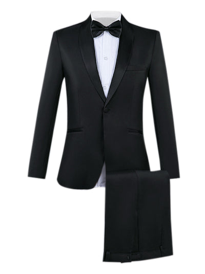 Two Piece Suit Set for Men's Slim Fit Shawl Lapel Party Prom Dress Blazer Pants