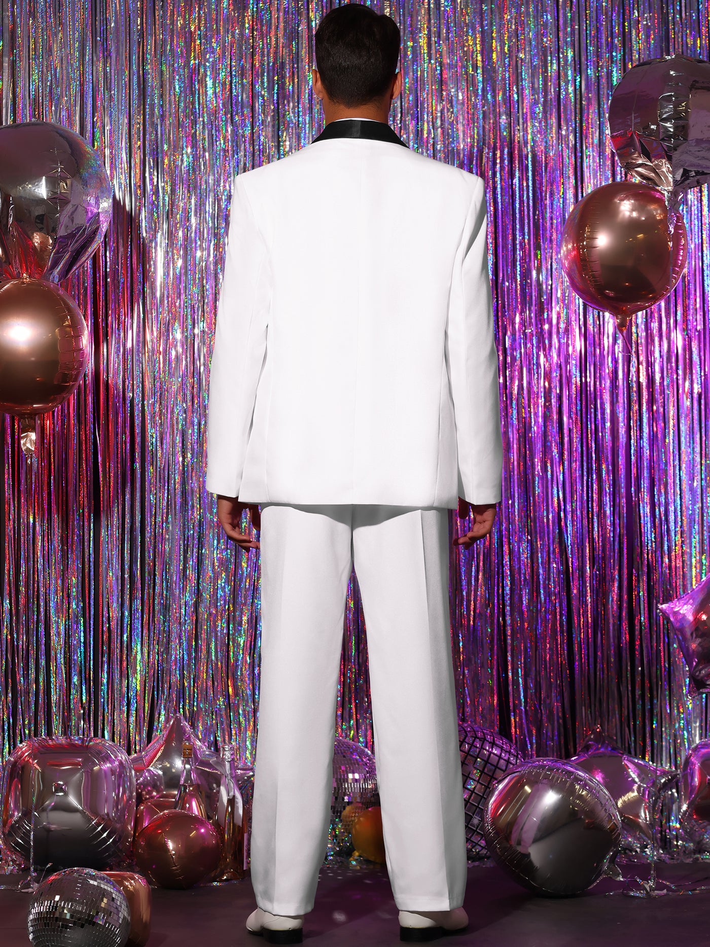 Bublédon Two Piece Suit Set for Men's Slim Fit Shawl Lapel Party Prom Dress Blazer Pants