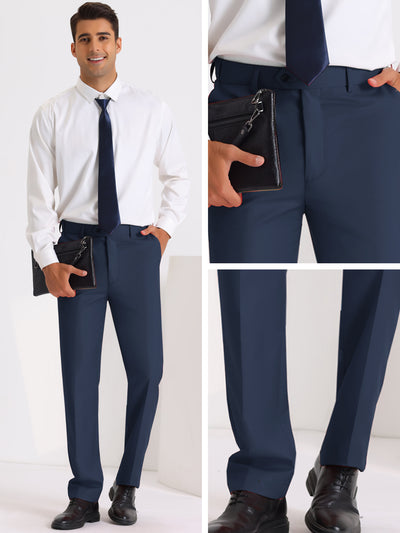 Business Dress Pants for Men's Skinny Flat Front Wedding Chino Trousers