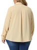 Plus Size Chiffon Shirt for Women Long Sleeve Button Down Collared Business Office Blouses Tops