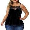 Velvet Camisole for Women Plus Size Adjustable Strap Lace Sleeveless Cami Tank Tops