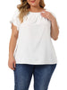 Woven H Line Round Neck Tulip Sleeve Blouse