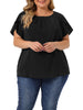 Woven H Line Round Neck Tulip Sleeve Blouse