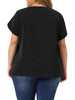 Woven H Line Round Neck Tulip Sleeve Blouse