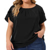 Woven H Line Round Neck Tulip Sleeve Blouse