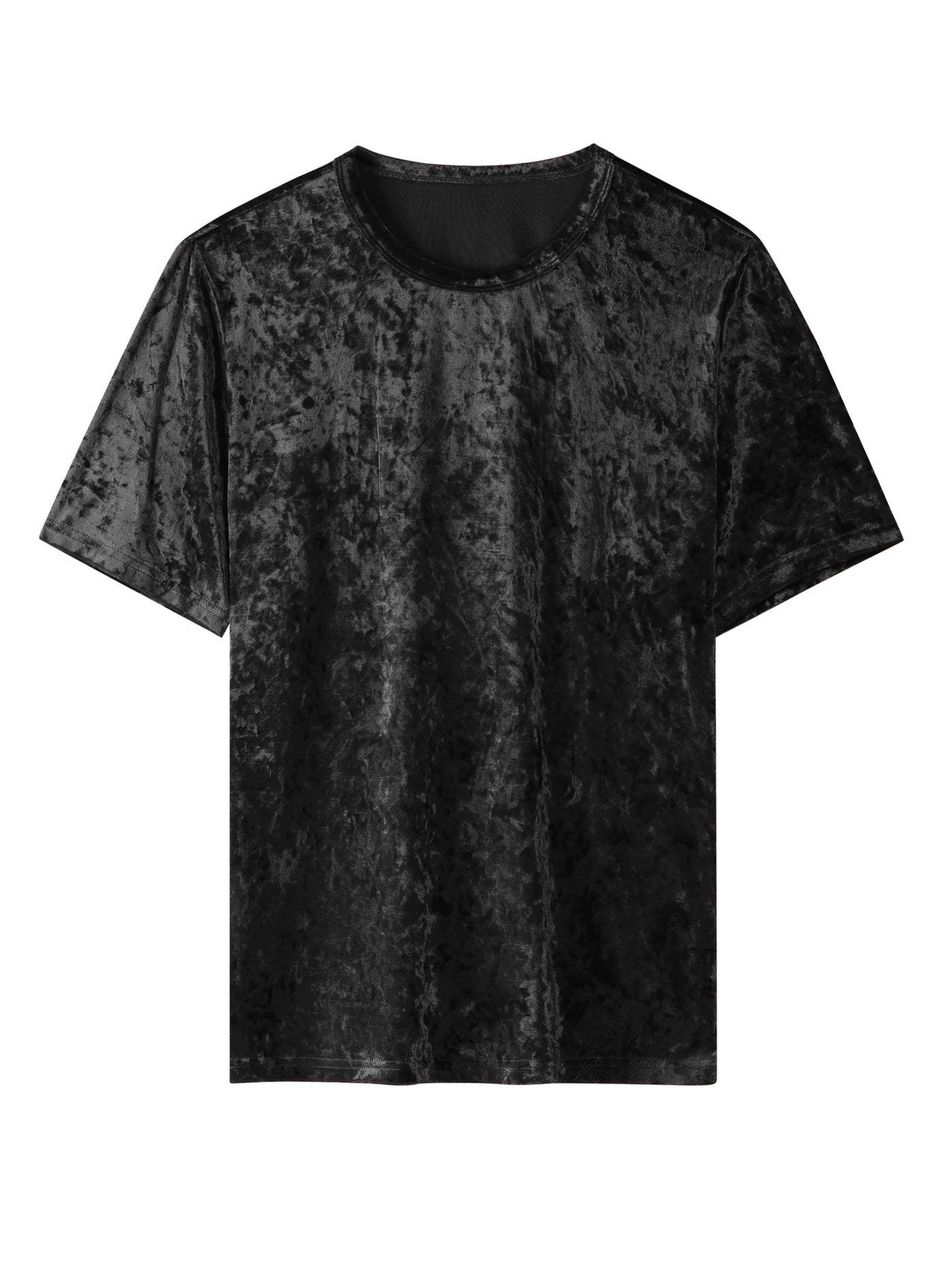 Bublédon Velvet T-Shirt for Men's Short Sleeve Crew Neck Velour Tee Tops Shirts