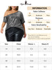 Plus Size Sequin Sparkly One Shoulder Short Sleeve Party Tops Blouses