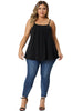 Plus Size Cami for Women Adjustable Strap Elegant Basic Pleated Camisole Sleeveless Tank Tops