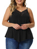 Plus Size Cami Tank for Women V-Neck Lace Front Camisole Spaghetti Strap Sleeveless Tops