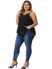Plus Size Cami Tank for Women V-Neck Lace Front Camisole Spaghetti Strap Sleeveless Tops