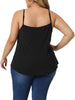 Plus Size Cami Tank for Women V-Neck Lace Front Camisole Spaghetti Strap Sleeveless Tops