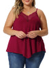 Plus Size Cami Tank for Women V-Neck Lace Front Camisole Spaghetti Strap Sleeveless Tops