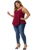Plus Size Cami Tank for Women V-Neck Lace Front Camisole Spaghetti Strap Sleeveless Tops