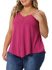 Plus Size Cami Tank for Women V-Neck Lace Front Camisole Spaghetti Strap Sleeveless Tops